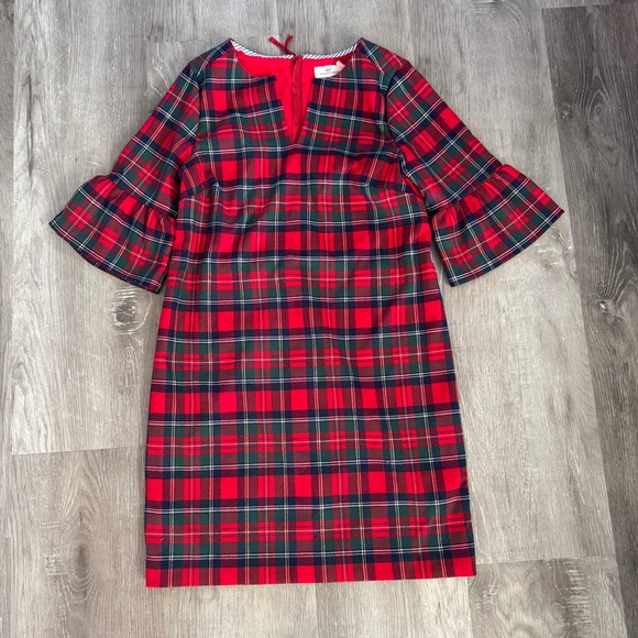 Vineyard Vines NWT Plaid Flutter Sleeve Holiday Christmas Dress - Picture 2 of 9